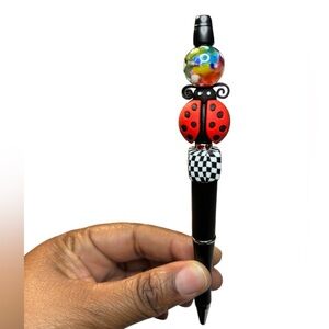 Handmade Ladybug Beaded Pen